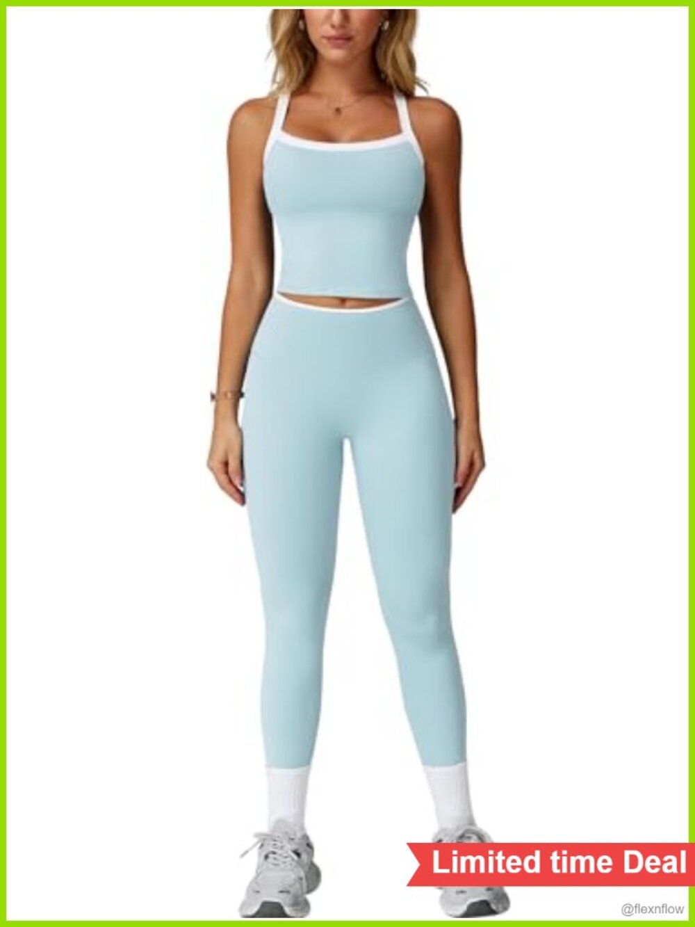 Two Piece Workout Set Padded Sports Bra Tank Top High Waist Leggings